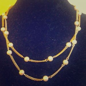 Faux Pearl Necklace Gold tone